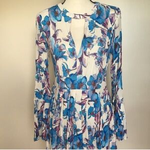 FREE PEOPLE FLORAL MINI DRESS BELL SLEEVES SIZE 0